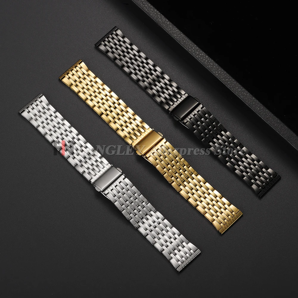 Correa de reloj de acero inoxidable de 18mm, 20mm y 22mm para Omega para reloj Rolex, hebilla plegable, correa pulida para hombres y mujeres, pulseras universales