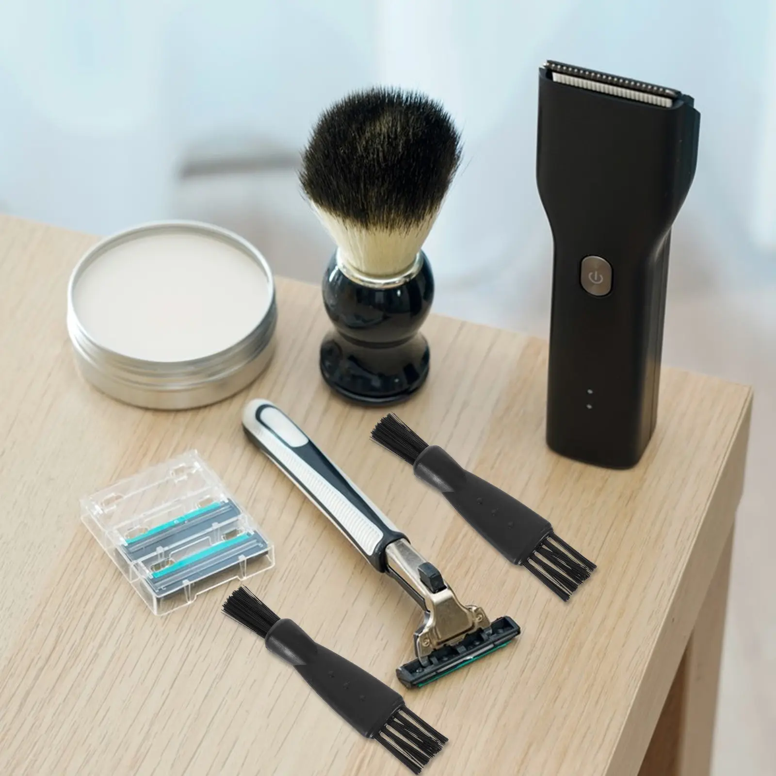 

Набор из 10 портативных черных электрических щеток для чистки бритв с двойной головкой, инструмент для ухода за волосами, очиститель для машинок для стрижки и триммеров