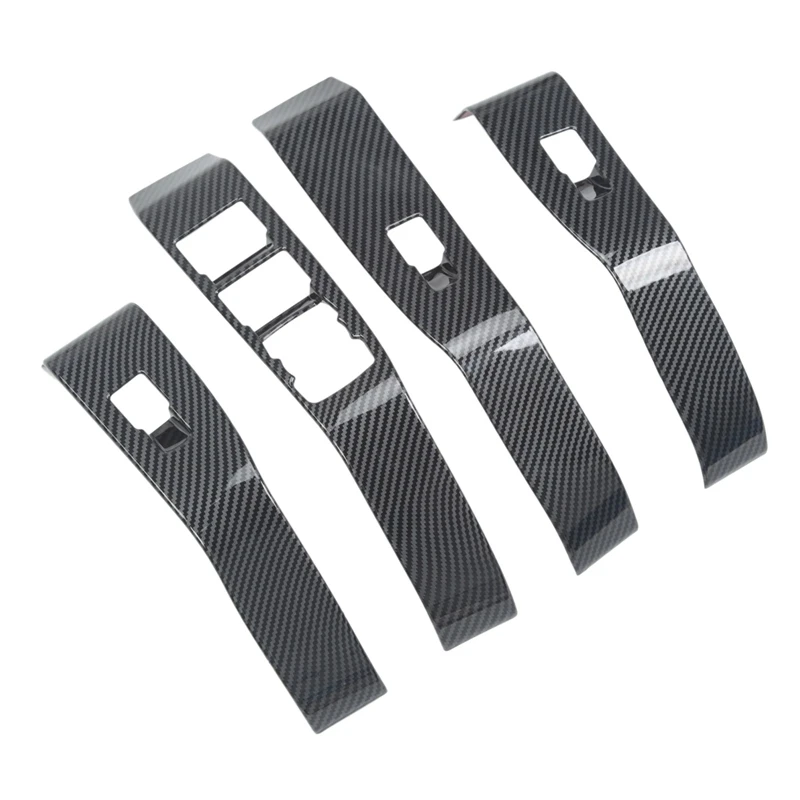 For Ford Mustang MACH-E 2021 2022 Door Window Lift Panel Door Window Switch Cover Trim, Carbon Fiber Pattern