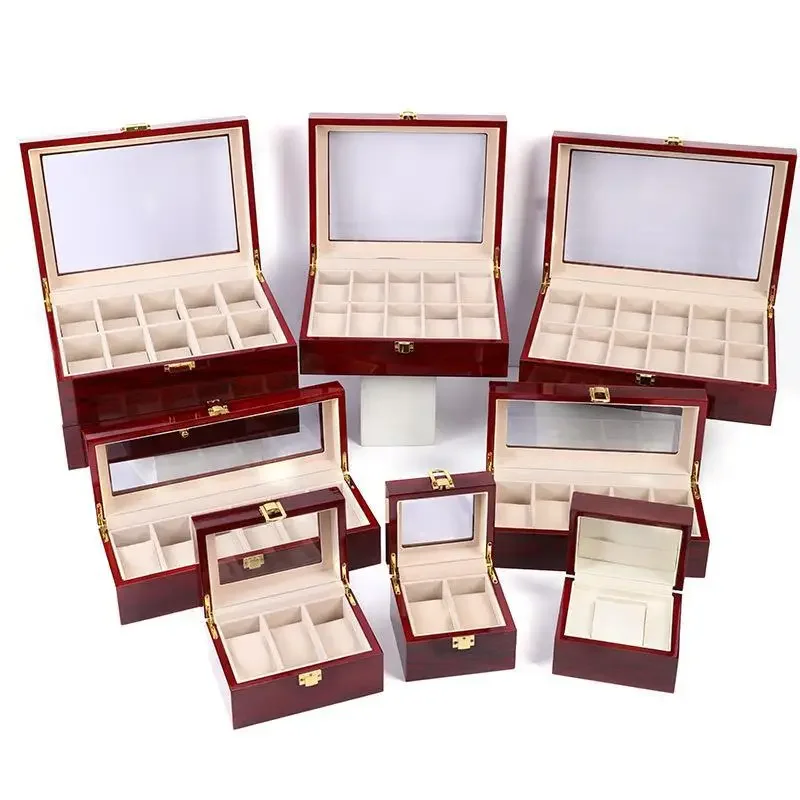 Luxury Wooden Watch Box 1/2/3/5/6/10/12 Grids Watch Organizers 6 Slots Wood Holder Boxes for Men Women Watches Jewelry Display