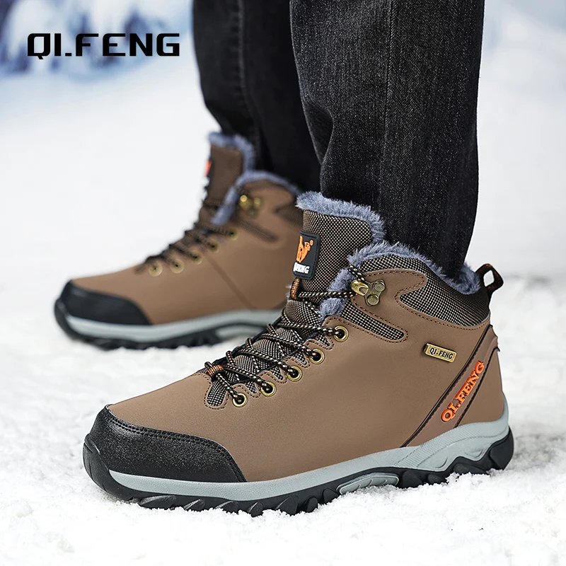 New Winter Men\'s Outdoor Hiking Boots Tourism Camping Sports Hunting Warm Footwear Fashion Large Anti Slip Durable Sports Shoes