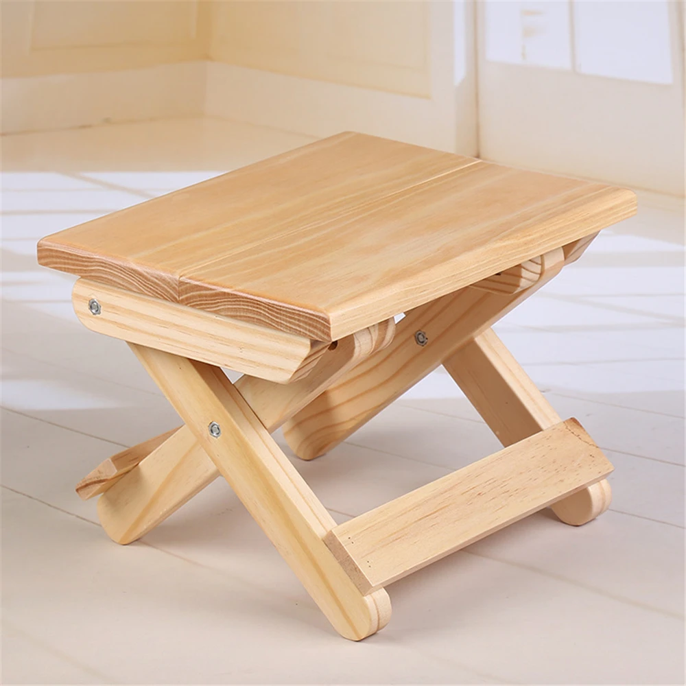 Folding Wood Step Stool Children Changing Shoes Stool Portable Comping Fishing Chair Kindergarten Chair Outdoor Foldable Chair