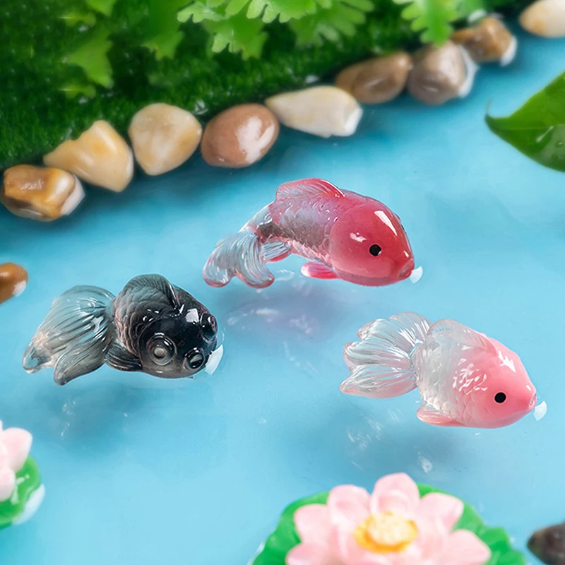 1PC Micro Landscape Creative Cute Lucky Koi Fish Ornament Drip Gel Mini Fish Statue Ornaments Goldfish Gifts Desktop Jewelry