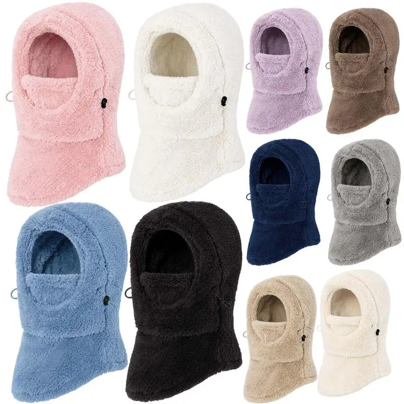 Winter Kids Balaclava Hat Solid Color Pullover Hats for Boys Girls Outdoor Ski Riding Warm Mask Neck 3-in-1 Protect Accessories