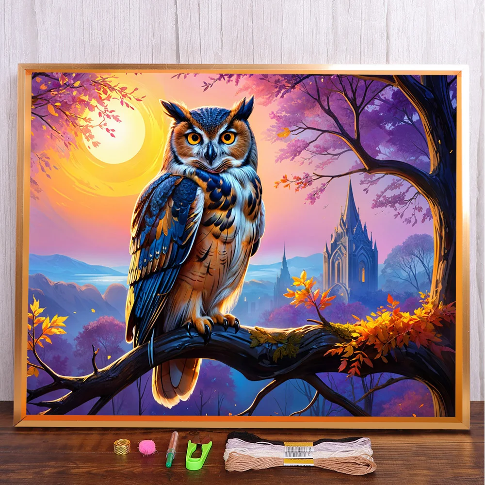 

Wild Owl Printed Water-Soluble Canvas Cross Stitch Embroidery Patterns Knitting Sewing Hobby Painting Gift Different Promotions