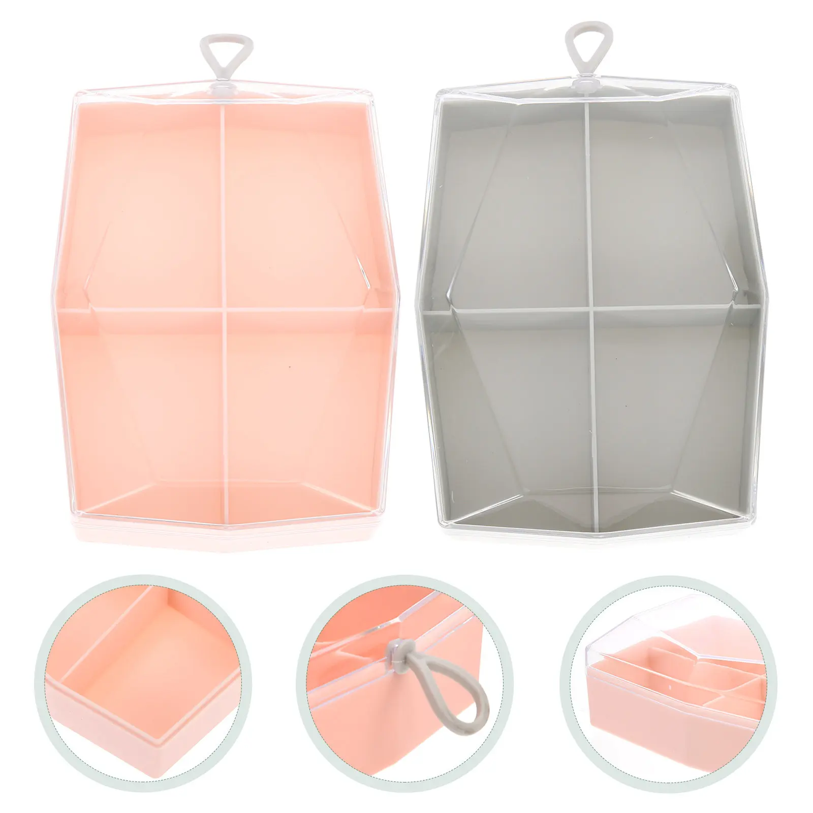 2Pcs Portable Sponge Box 4-Compartment Makeup Sponge Holder ABS Storage Case Compact Egg Organizer