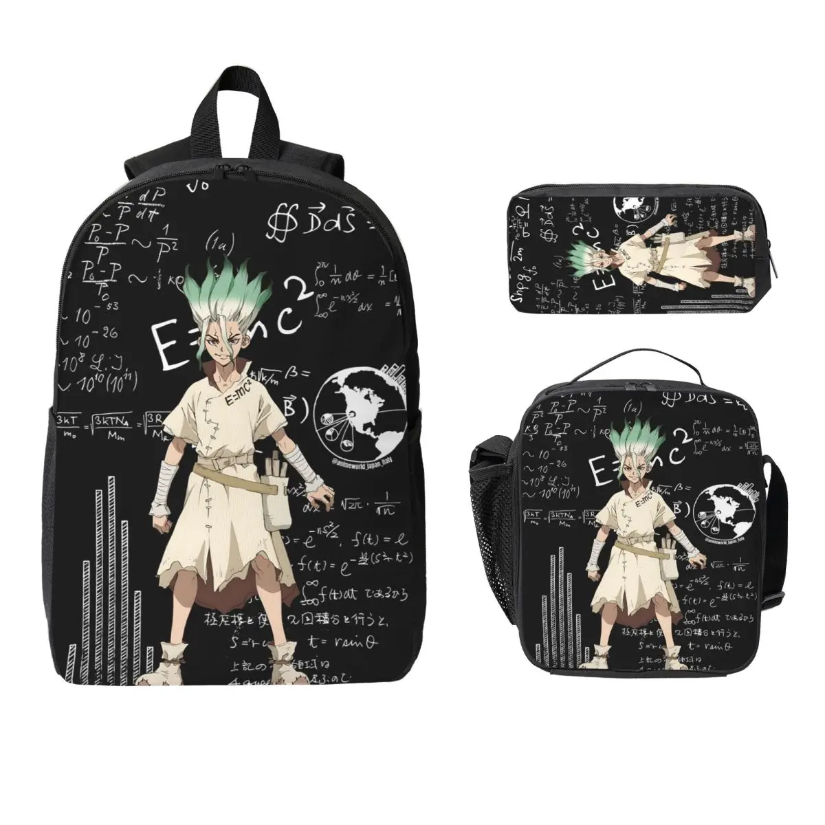 

Senku Ishigami Dr Stone Apan аниме рюкзак для мальчиков и девочек BookBag школьная сумка сумки на плечо 3 шт. изолированная сумка для обеда пенал