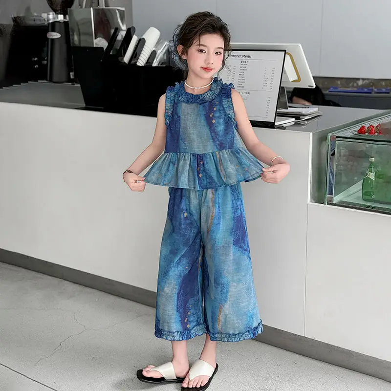 أطفال ملابس الصيف الفتيات من 13 إلى 14 سنة 8 مجموعات أطفال مجموعة الأطفال معطف فوقي من الأسفل الفتاة القمصان الابتدائية وتتسابق 10