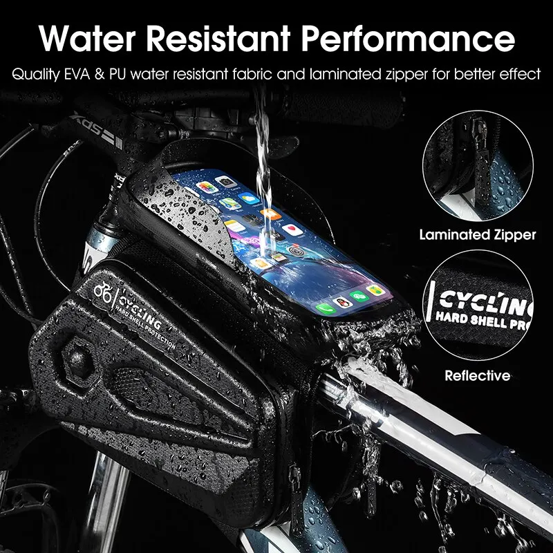 WEST BIKING Bicycle Top Tube Phone Bag Touch Screen Waterproof 6.5 Inch Bike Phone Bag MTB Road Bike Cycling Front Frame Bag