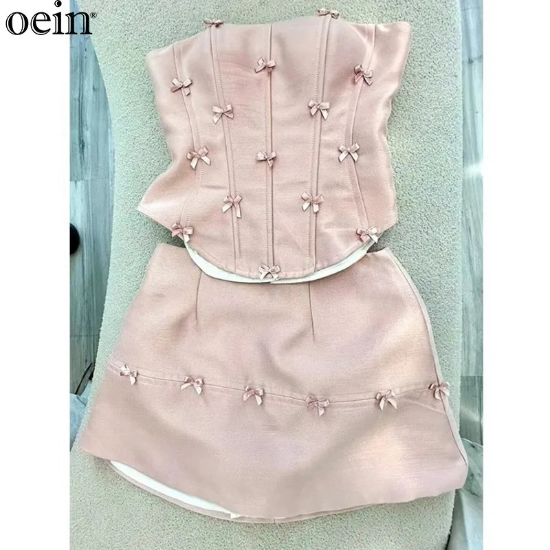 {oein} Pink Girl's Heart Butterfly Bow Strapless Women's Clothing Design Is Unique Chic, This Year's Popular Beautiful Suit