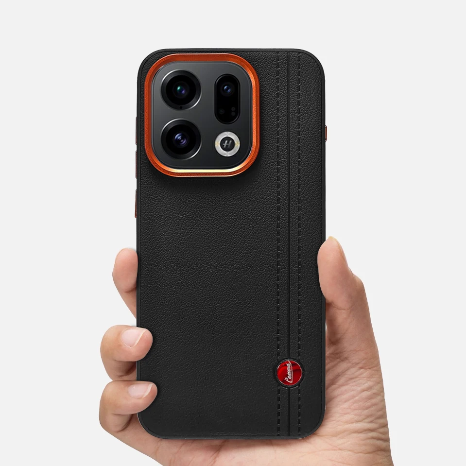 Luxuriöse Business-PU-Leder-Schutzhülle für OPPO Find X9 Pro Ultra X9S X8 X8s+ Reno15 Pro Max mit Metall-Linsenrahmen und stoßfester Abdeckung.