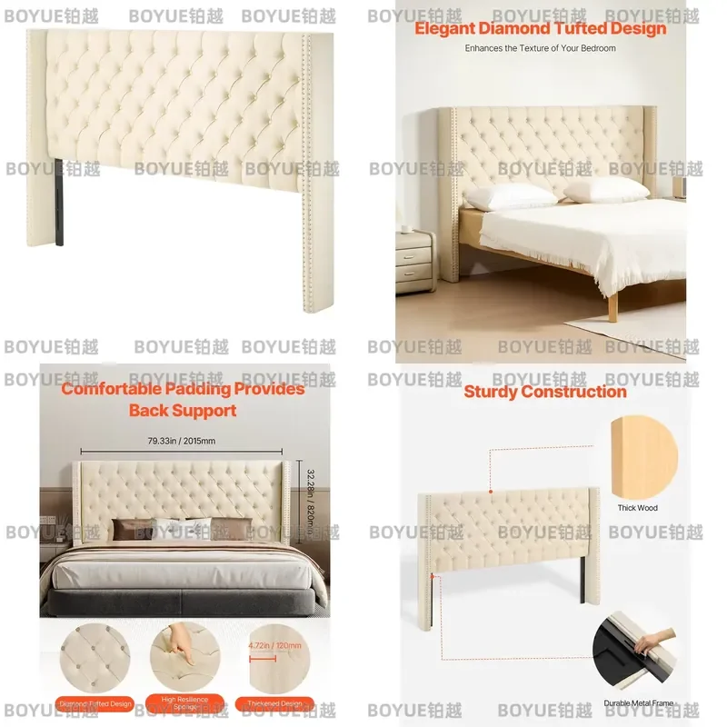 SucceBuy Headboard Adjustable Height Comfortable Diamond Tufted for King/Queen/full Size Bed Ideal for Hotel Homestay