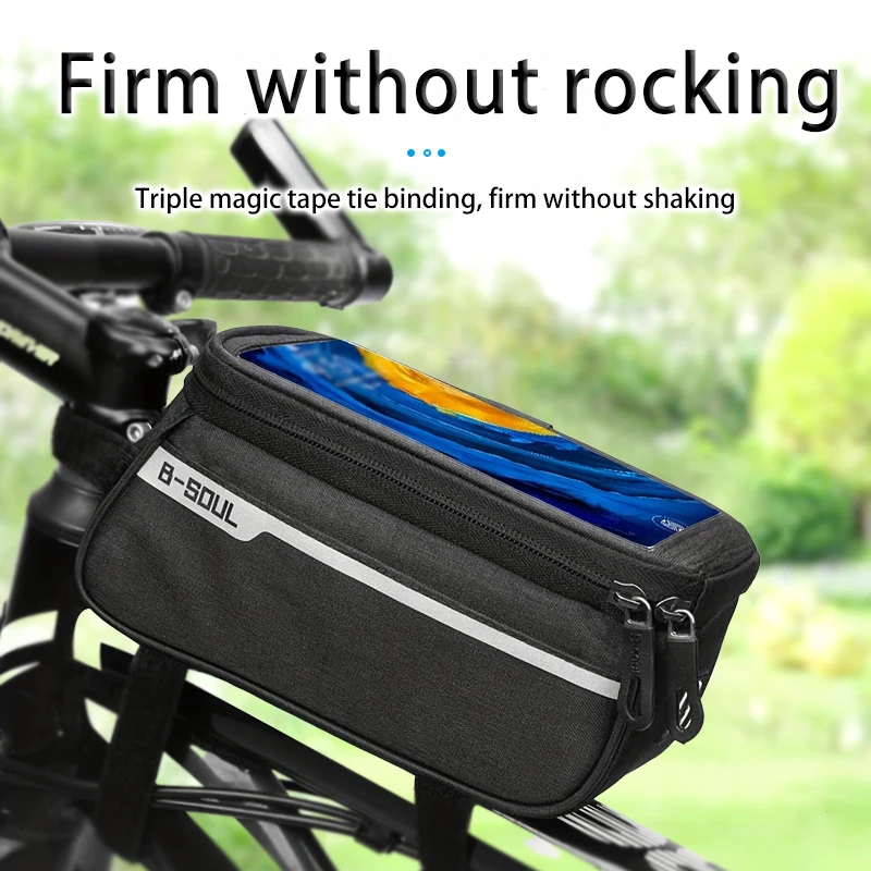 B-SOUL bicycle front beam bag, mountain bike and road bike front bag, touchscreen mobile phone bag