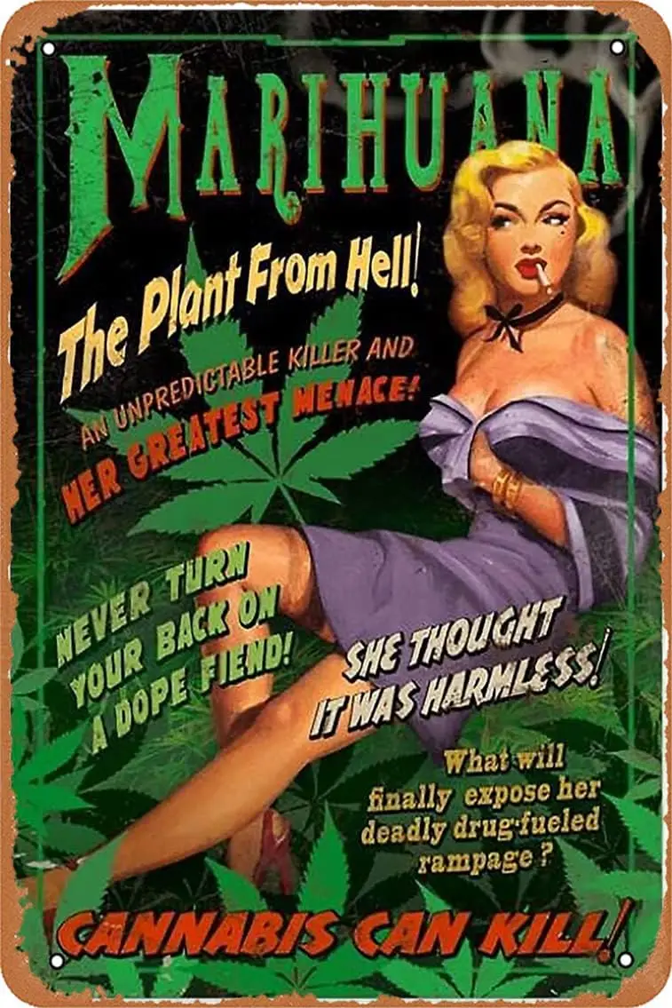 Reefer Madness Poster Retro Metal Tin Vintage Sign 12 X 8 Inch Home Bar Man Cave Wall Decor, 8inch*12inch