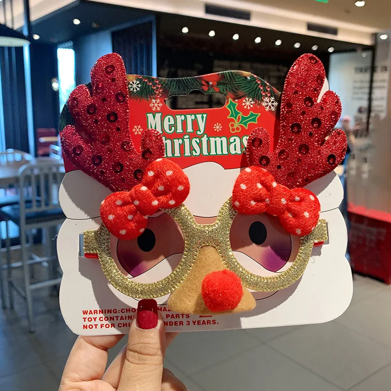 Kacamata Natal bingkai Santa Claus pohon Natal rusa besar Selamat Natal kacamata foto Prop dekorasi Natal Tahun Baru Navidad hadiah