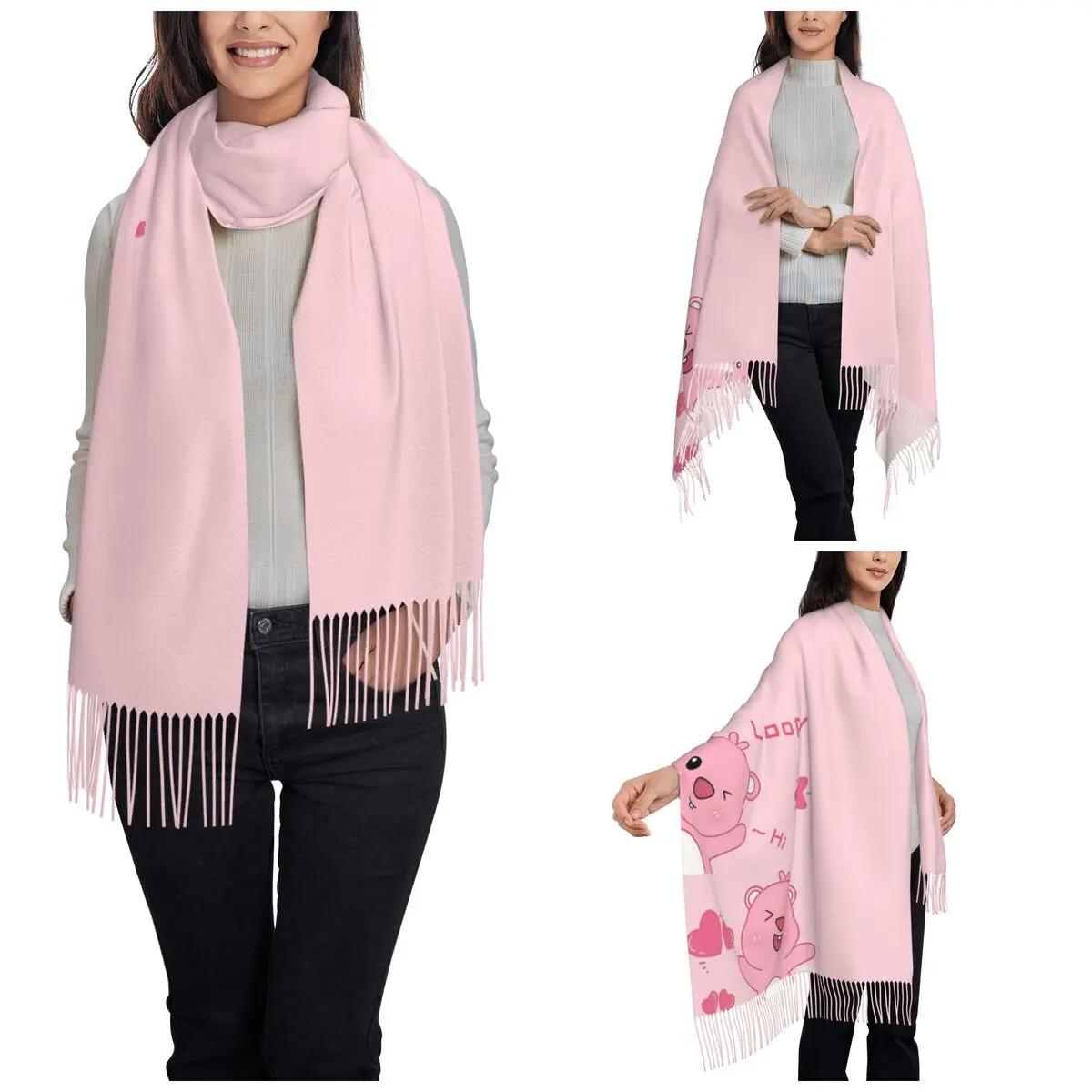 Women's Scarf with Tassel Zanmang Loopy Cartoon Large Winter Fall Shawl and Wrap Gifts Pashmina Scarves