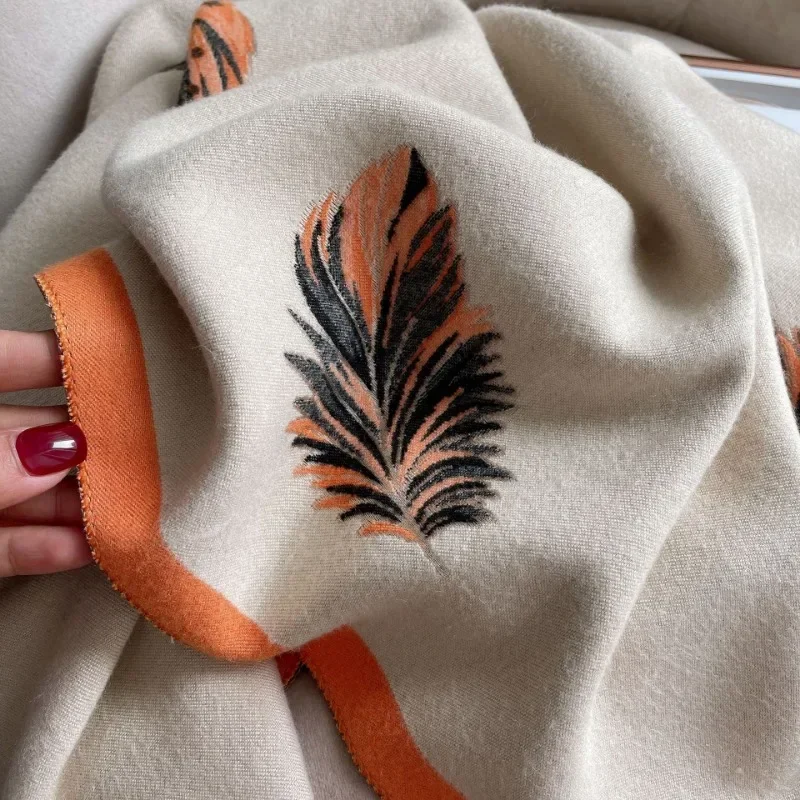 

Tassel Warm Shawl Decorated with Elegant Jacquard Air Conditioning Scarf Thickened Elongated Scarf Women Imitation Cashmerescarf