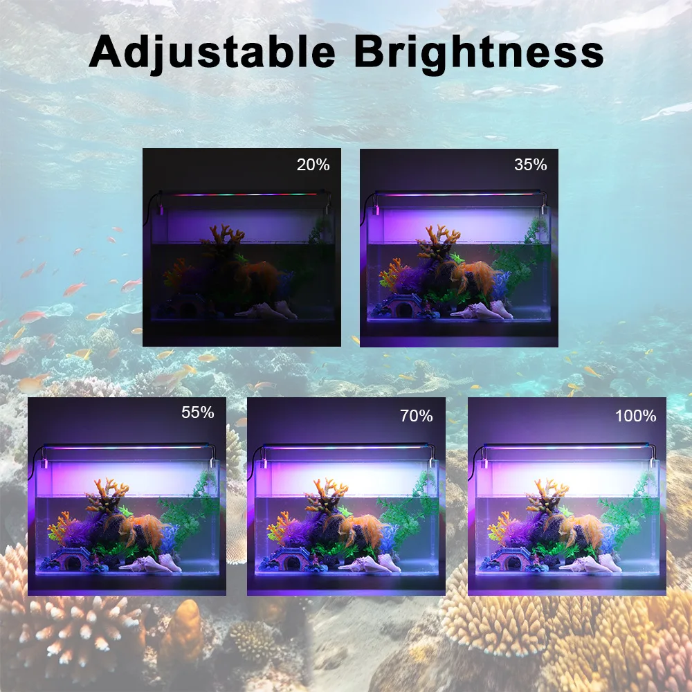 USB Ultra Dünne LED-Aquariumleuchte, Wasserpflanzenleuchte, erweiterbare Clip-On-Leuchte mit Timer und Dimmer, 18-71 cm, für Fischbecken – Detail 4