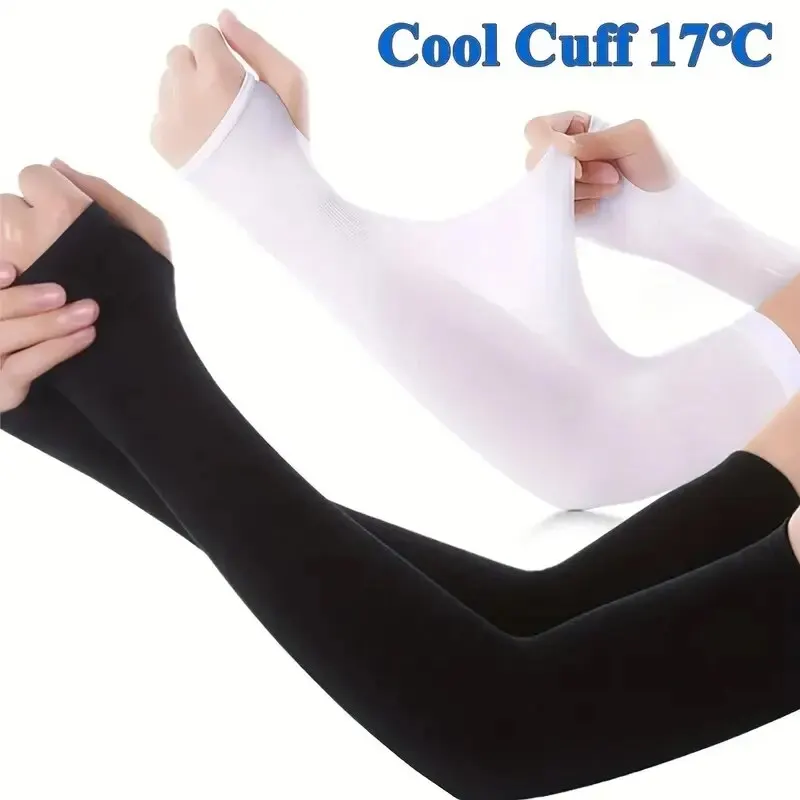 1 Pair of Women\'s Ice Silk Arm Sleeve Sports Sleeve Sun Protection Hand Cover Cooling Gloves For Running Fishing Bike