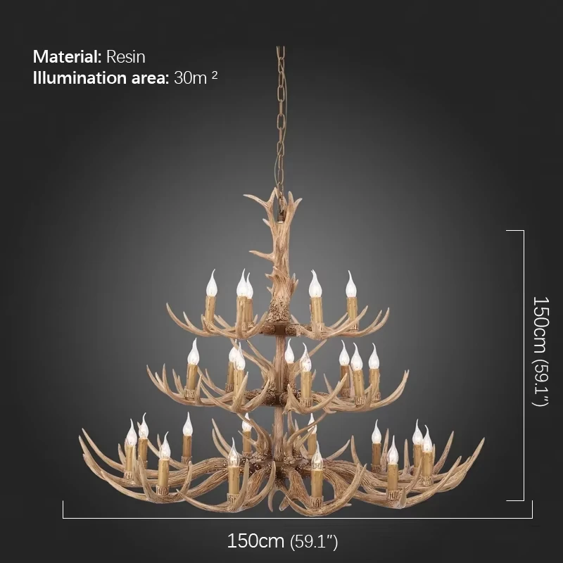American Retro Deer Antlers Chandelier Hotel Lobby Cafe Shop Clothing Exhibition Hall Villa Clubh Homestay Pendant Light