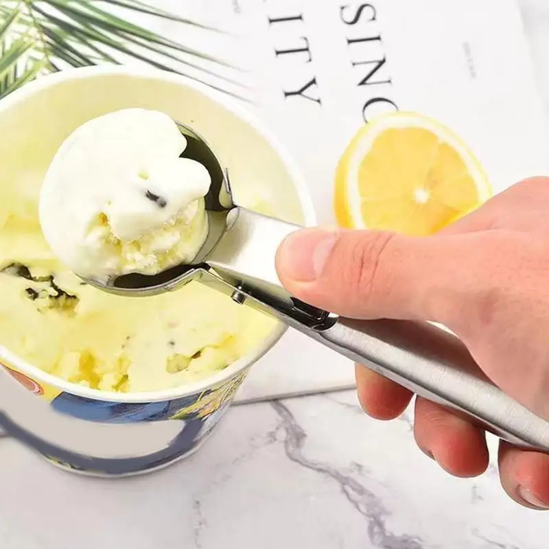 Stainless Steel Ice Cream Scoop Multi Functional Fruit Ball Spoon Kitchen Dessert Scooping Tool