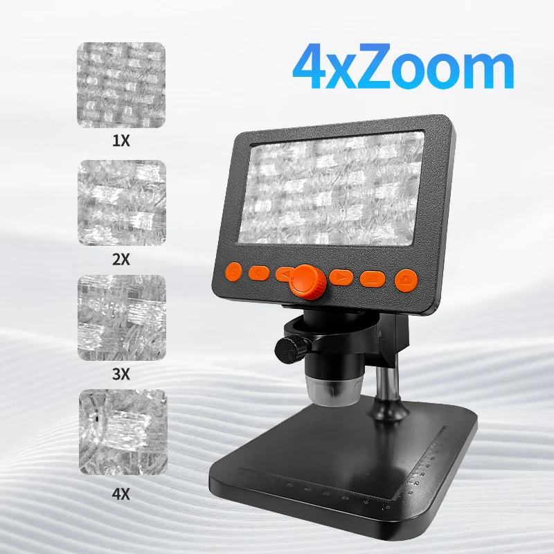 LCD Digital Microscope 4.3 Inch 1080P 1-1000X Magnification Zoom Stereo Microscope Camera with 8 LED Lights for Error Coins