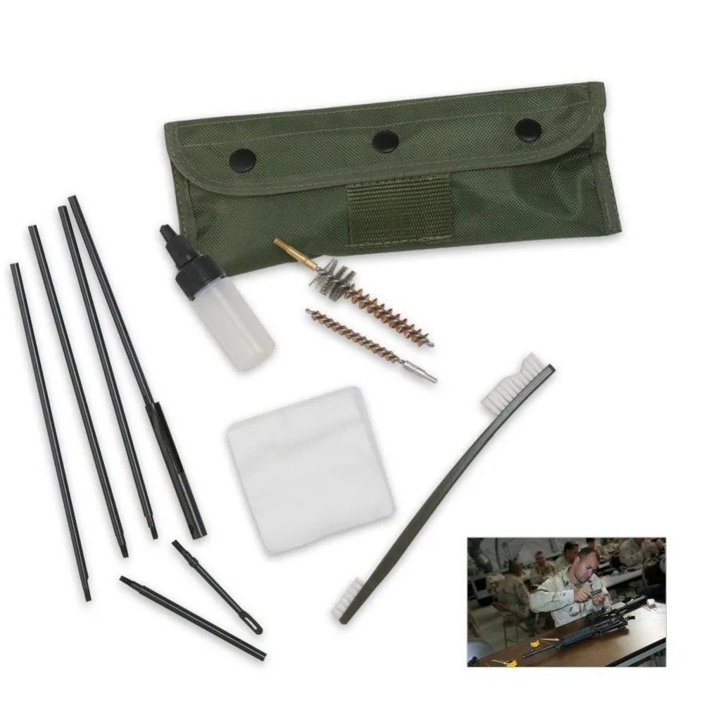 M16 and AR-15 Field Cleaning Kit for All M16 and AR-15 Variants/Mil-Spec Quality with Olive Green Bag Gun Cleaning Set