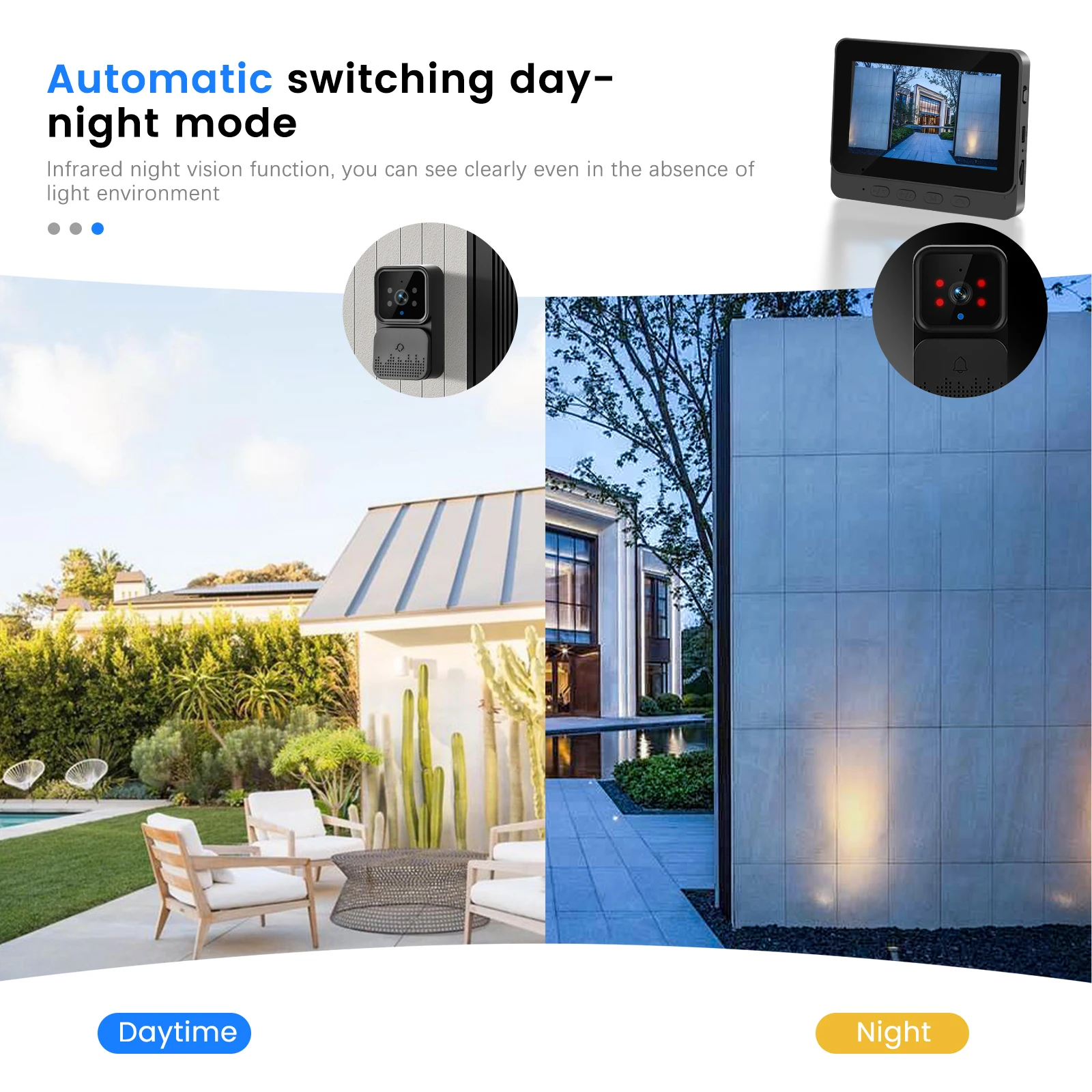 Podofo 4.3 ''جرس الباب ثقب الباب للرؤية الليلية 2-Way فيديو 640*480 شاشة IPS اللاسلكية كاميرا مراقبة الباب دعم 4G الاتصال الداخلي