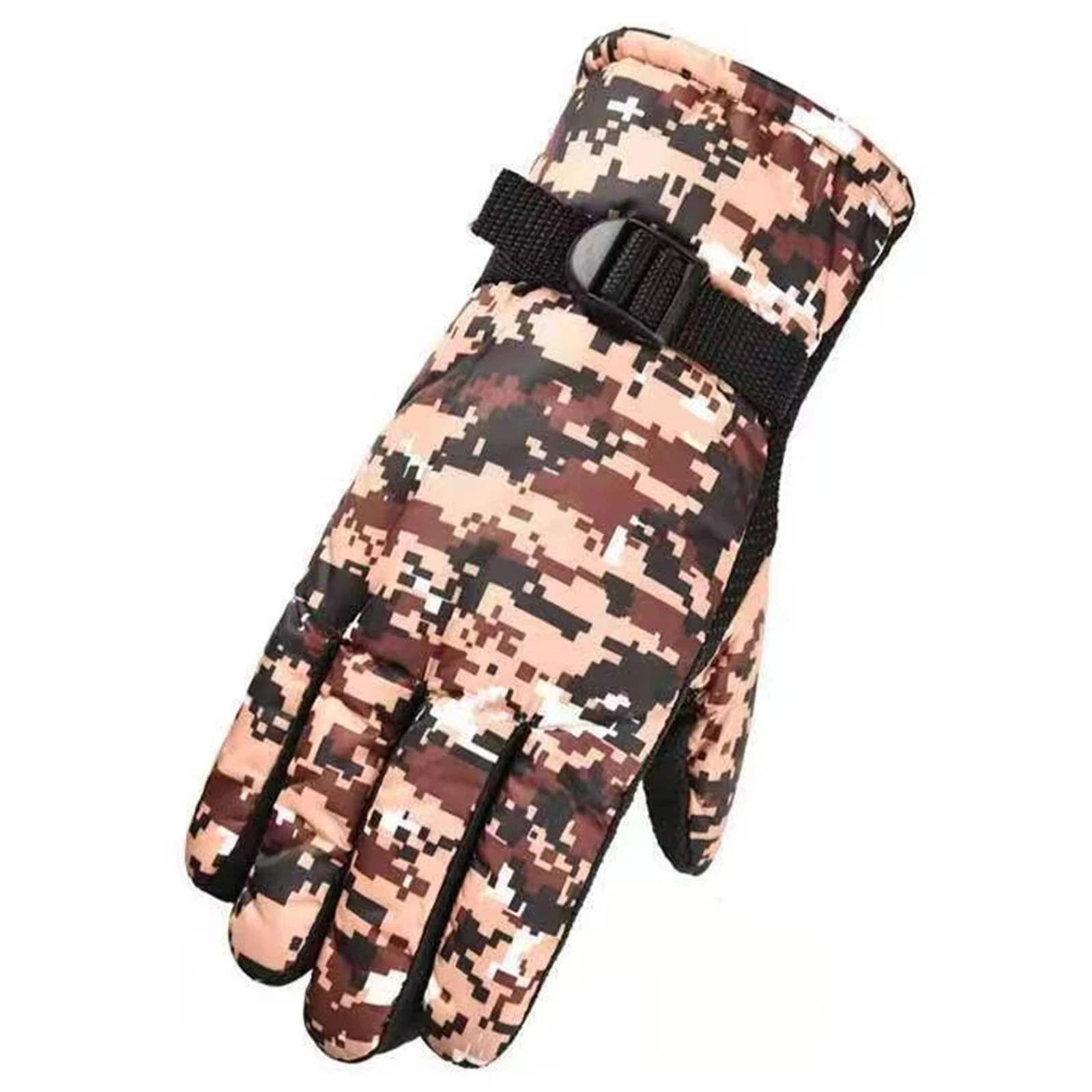 

Camouflage gloves in winter plus velvet warming windproof waterproof Fingerless Gloves Black anti -sliding riding exercise drivi