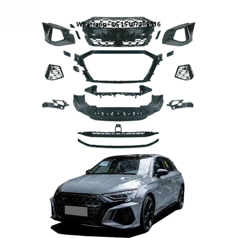 

Manufacturing Source Car Accessories Front Bumper With Middle Grille Front Lip for A3 to Rs3 2021-2023