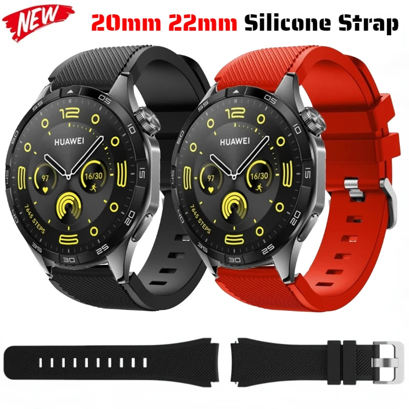 

22mm 20mm Silicone Band for Samsung Watch 3/4/5/6 Huawei Watch 4/3 Pro/GT4 Pro Strap Sports Bracelet Belt Amazfit GTR/GTS Correa