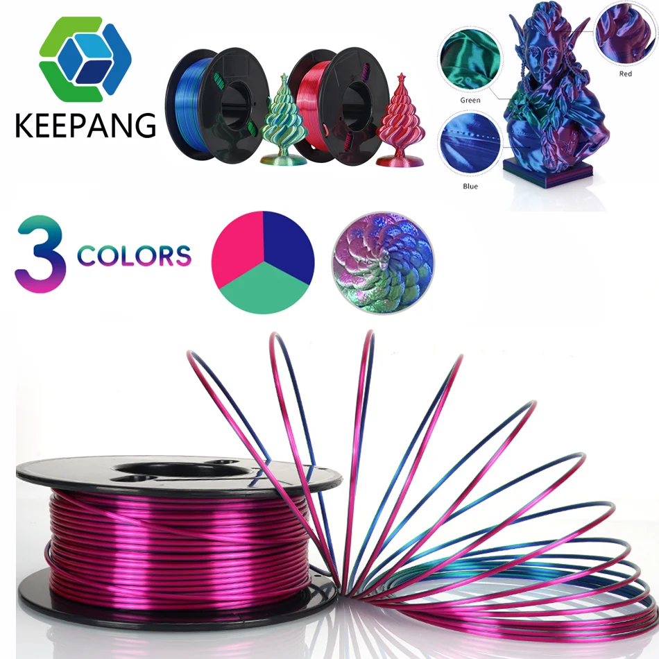 200g PLA 3d Printer Filament Silk PLA Tricolor Multicolor Silk High Quality for 3D Printer Pen FDM 3D Printers