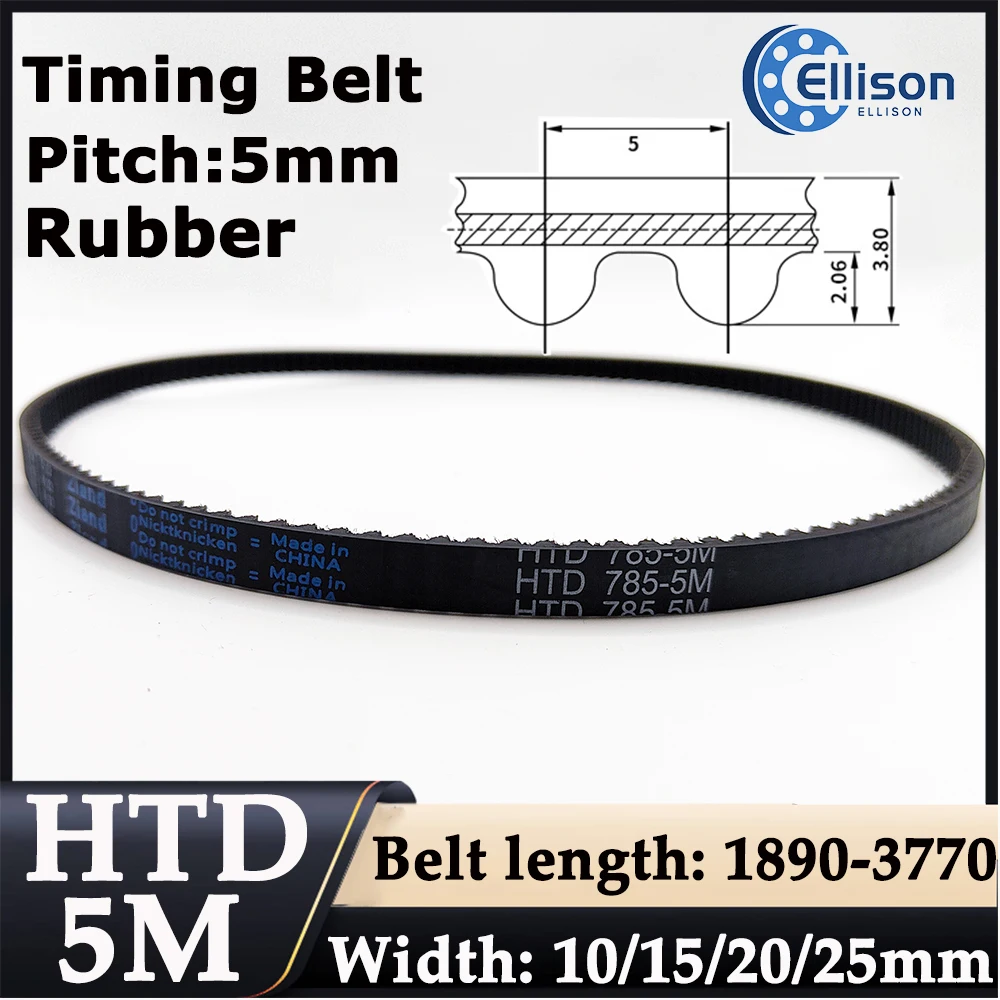 HTD5M black rubber synchronous belt spacing 5mm belt circumference 1890/1895/1945/1960/2000-3770mm 3D printer accessories