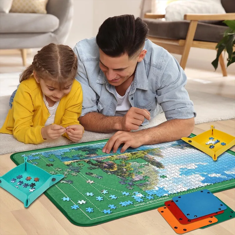 Foldable Thick Felt Puzzle Mat 1000 Pieces Special Puzzle Board Portable Jigsaw Storage Pad for Adults Puzzle Accessories