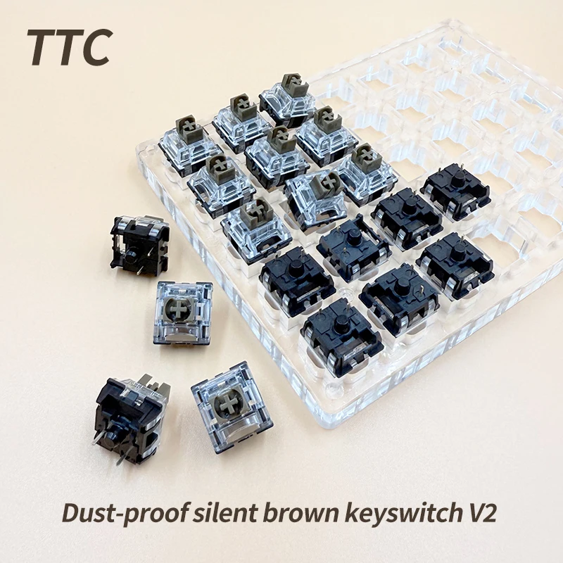 

TTC Mute Silent Brown V2 Keyboard Switch Factory Lubrication 3 Pins 55g Tactile switches Dust Proof Hot Swap Custom Gaming Gamer