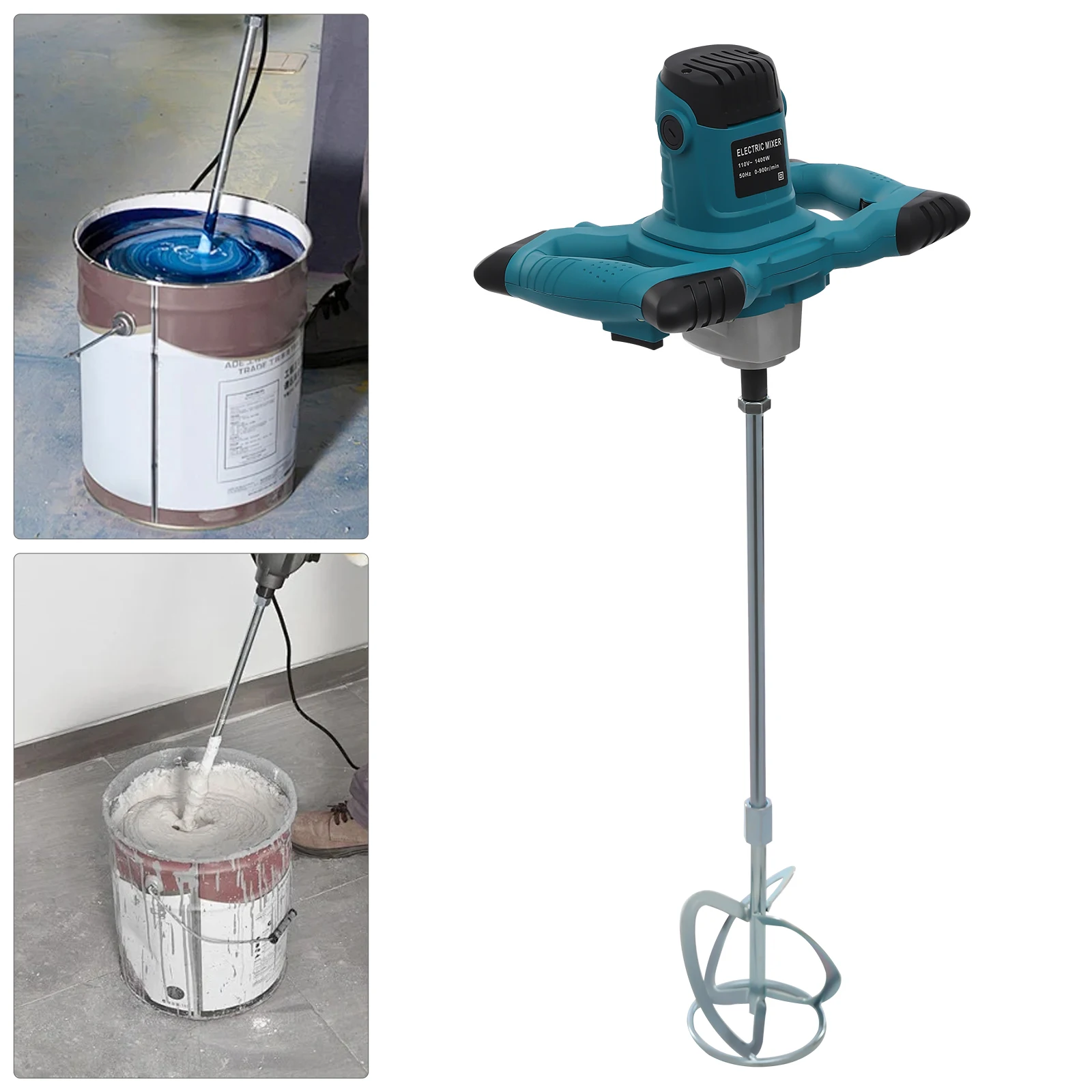 1400W Handheld Cement Mixer Electric Concrete Mixing 6 Speeds 0-900r/min to Mix Feed, Pain