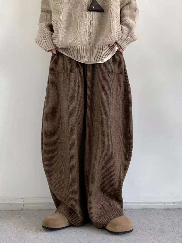 

Japanese Vintage Casual Pants for Men Y2K Loose Streetwear Drawstring Wide Leg Pants Bf Spring All Match Straight Trousers