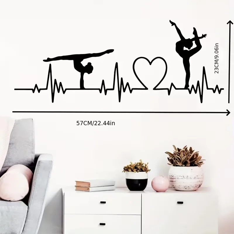 Gymnast Heartbeat Dancer Wall Sticker Room Heart Dancing Player Wall Decal Bedroom Living Room Vinyl Decor SY33
