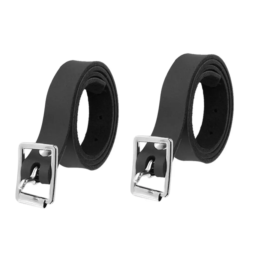 2pcs Horse Riding Leather Spur Straps with Alloy Buckle Equestrian Black 50 x 1.3 x 0.2cm