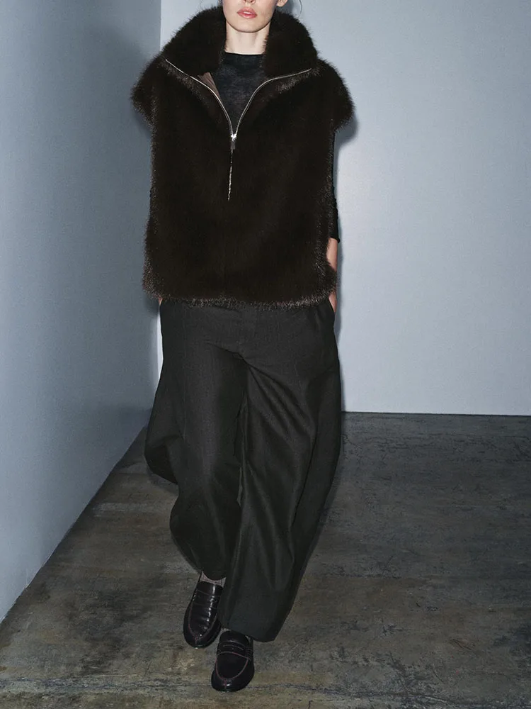 Dolce Sle Gilet di pelliccia artificiale Nuovo arrivo Inverno 2025 Faion da donna Versatile colletto alla coreana ort Capispalla Cappotto da donna