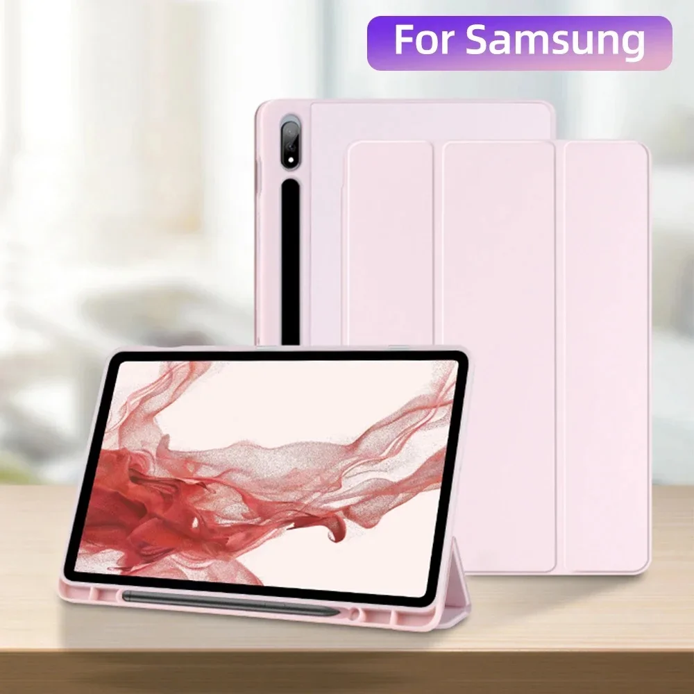 

With Pen Slot Case for New Samsung Galaxy Tab S11 2025 S10 12.4 S10 Ultra 14.6 S9 FE S8 Plus S7 FE A11 A9 A8 S6 Lite Smart Cover