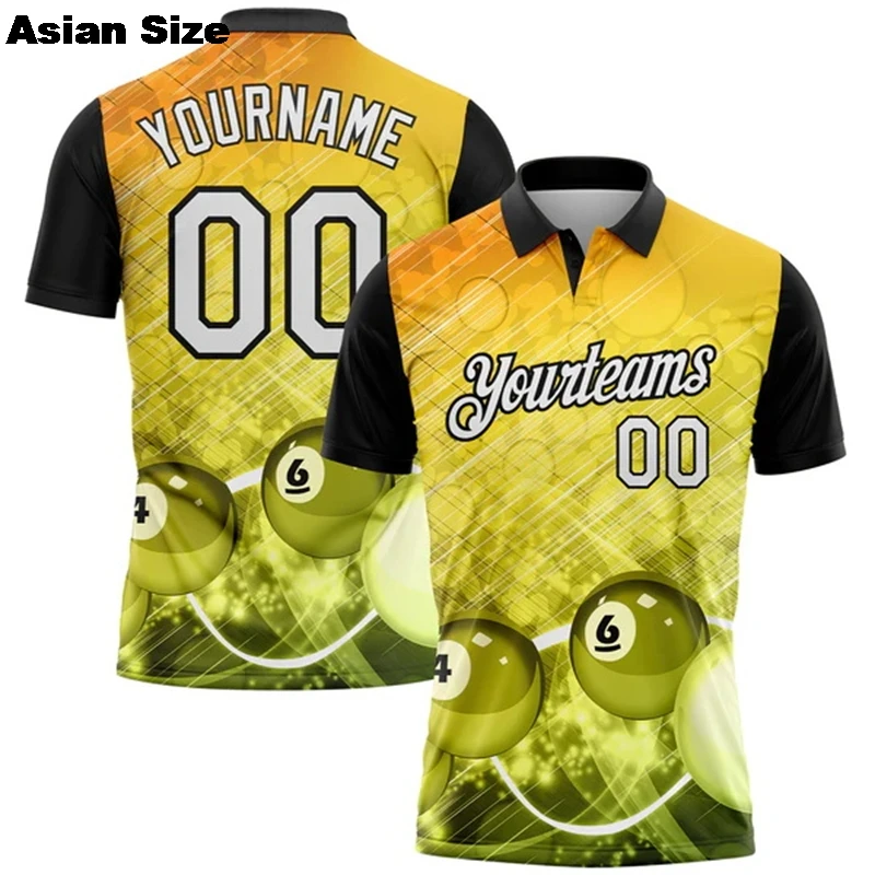 

Custom Name Billiards Vintage Flame Graffiti Tattoo Colorful 3DPrint Harajuku Summer Funny Short Sleeves Polo Jersey Shirts