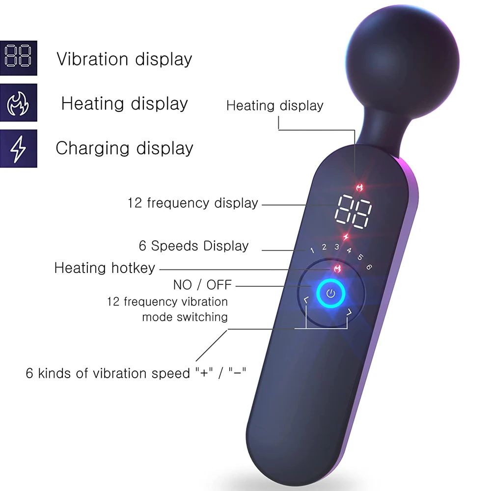 Barra de vibración AV con pantalla Digital, masajeador de mango inalámbrico, VIBRADOR ELÉCTRICO de silicona, potente masaje corporal para cuello y espalda