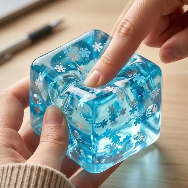Squishy Snowflake Ice Cubes Slow Rising Sensory Fidget Toy Soft Ice Cubes Stress Relief Squeeze Toy Hand Exercise Calming Tool