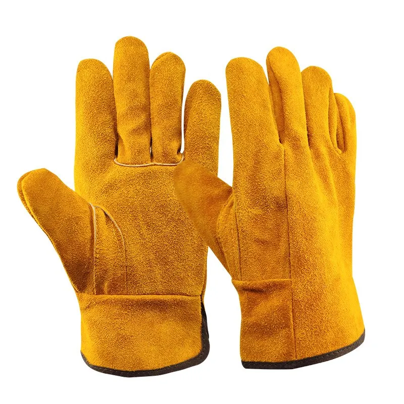 Guantes de trabajo para hombre, piel vacuno suave, conductor, caza, conducción, granja, jardín, soldadura, protección de seguridad, guantes de