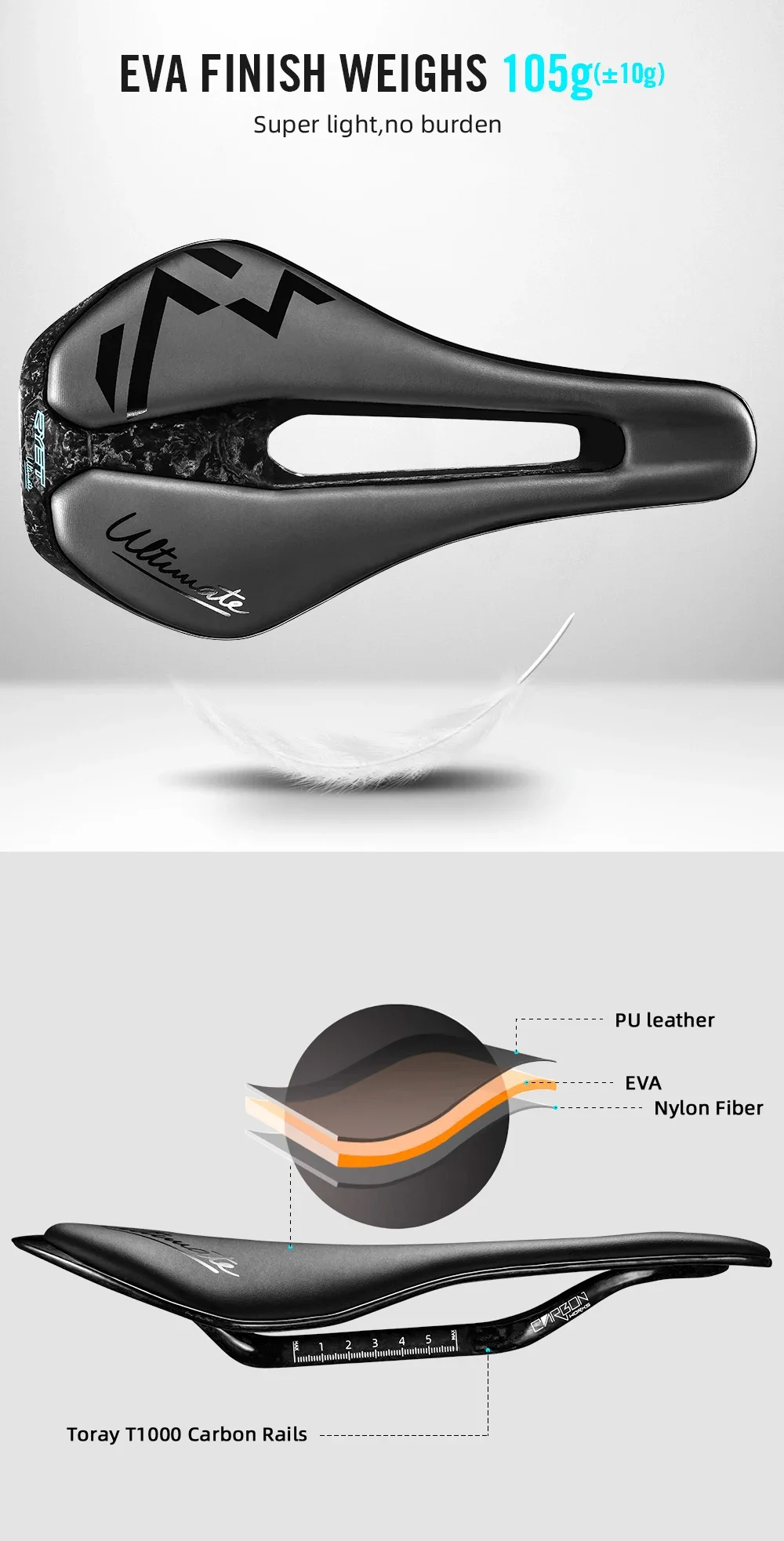 RYET Ultraleichter Carbon-Fahrradsattel 3D-Gedruckter Fahrradsitz 135/143mm Bike-Sattel für MTB Gravel Rennrad Fahrradteil – Detail 11