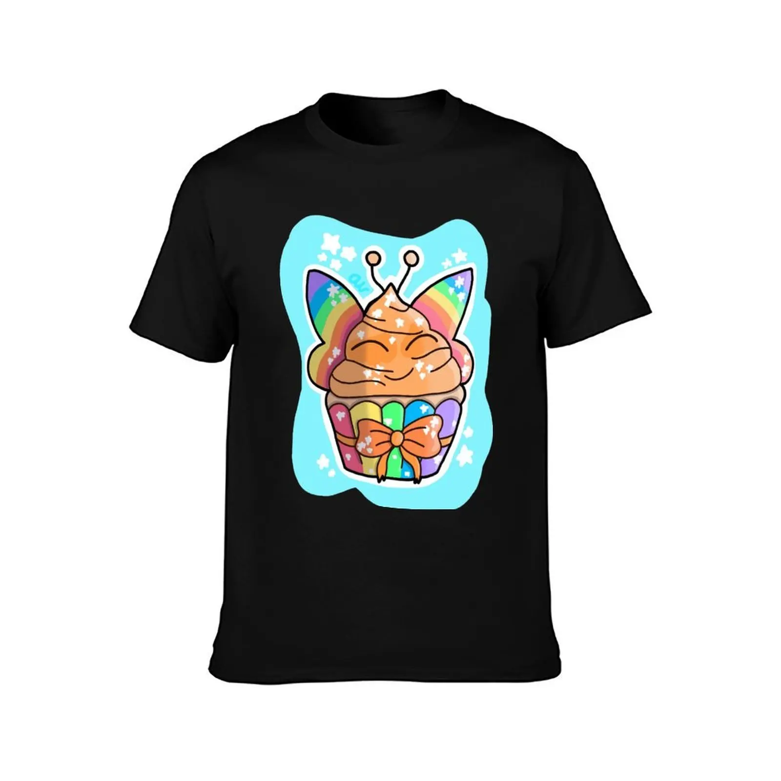 Butterfly Cupcake T-Shirt, Summer Casual Cotton Tee, Oversized Streetwear Tops, Vintage Graphic Print, Loose Fit Short Sleeve