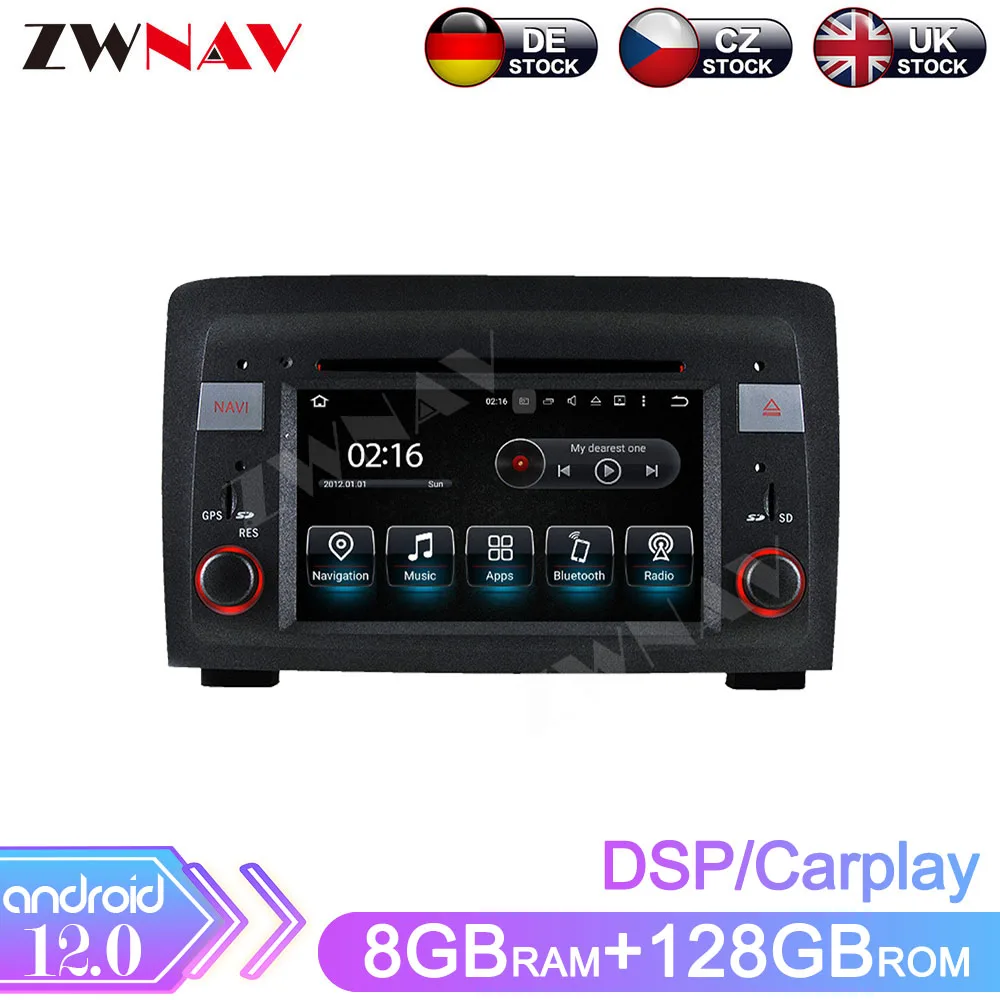 8+128GB  Android 12.0 Car Radio Multimedia Player GPS Auto Navi Headunit For Fiat Idea /Lancia Musa 2003-2007 DVD DSP Autostereo