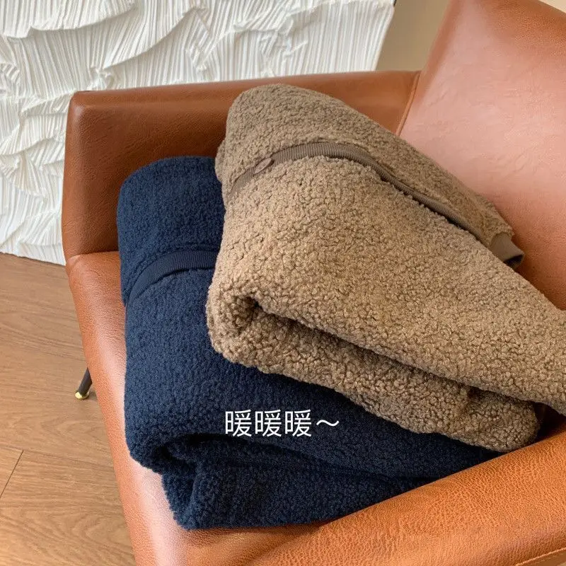 

Lamb Wool Jacket for Women Loose Warm Velvet Coat 2025 New Spring Autumn Large Pockets Fashion Outerwear