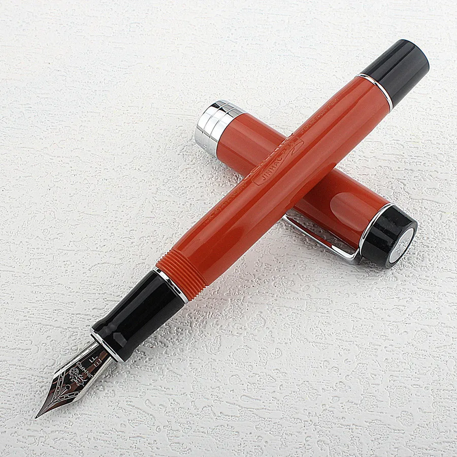 

Jinhao 100 красная с логотипом Jinhao перьевая ручка из смолы иридий EF/F/M/перо преобразователь чернильная ручка деловая ручка